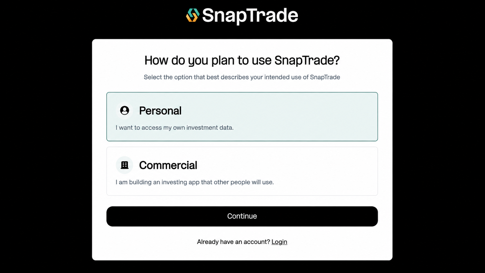 Choose "Personal" and click "Continue"