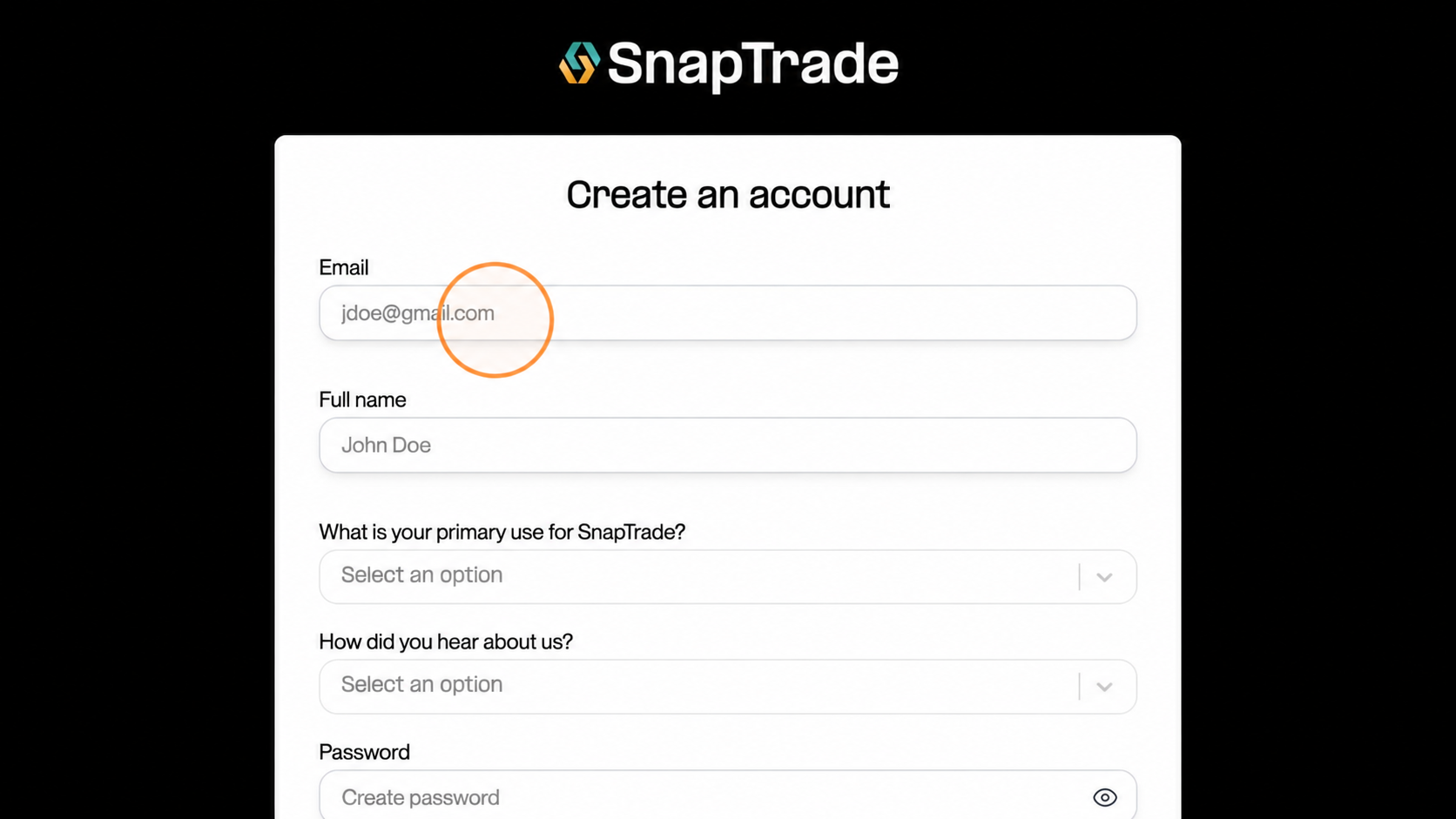 Fill out the form and click "Sign up"