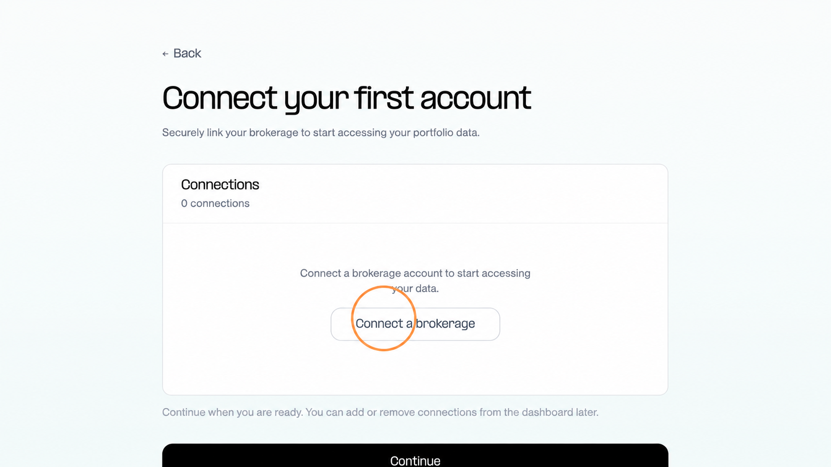 Click "Connect a brokerage"