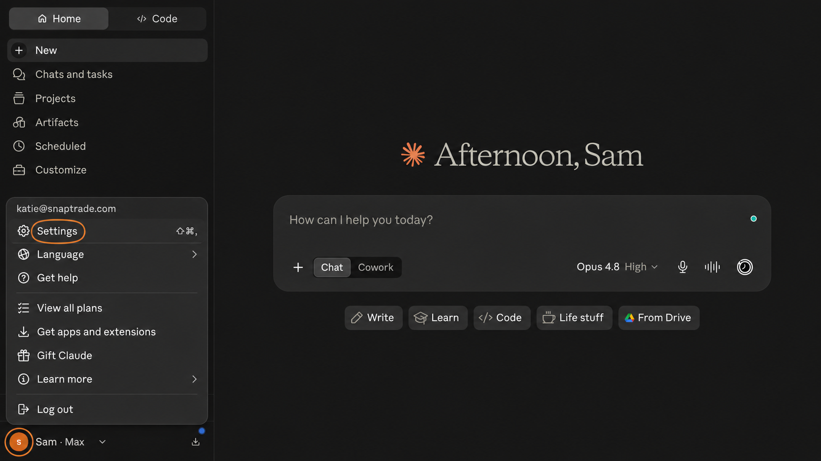 Click "Settings"