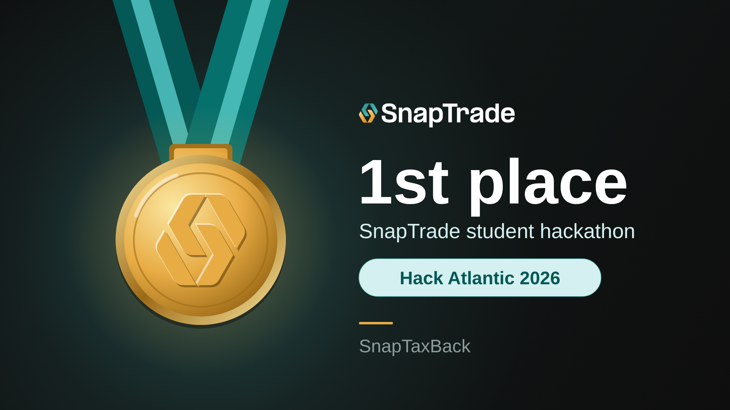 First place, SnapTrade student hackathon, Hack Atlantic 2026: SnapTaxBack