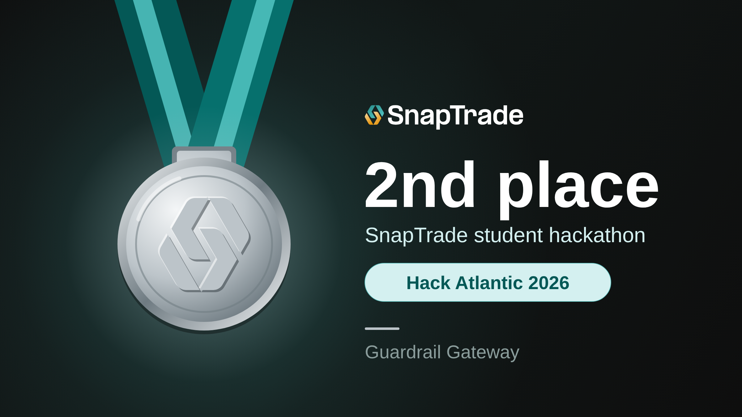 Second place, SnapTrade student hackathon, Hack Atlantic 2026: Guardrail Gateway