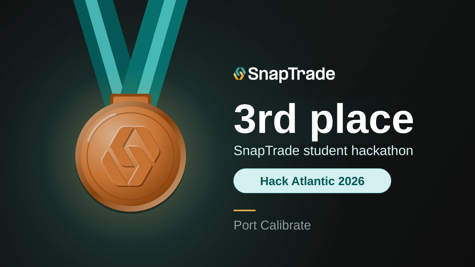 Third place, SnapTrade student hackathon, Hack Atlantic 2026: Port Calibrate
